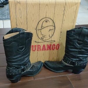 Durango Black Western Boots with Chain Detail
